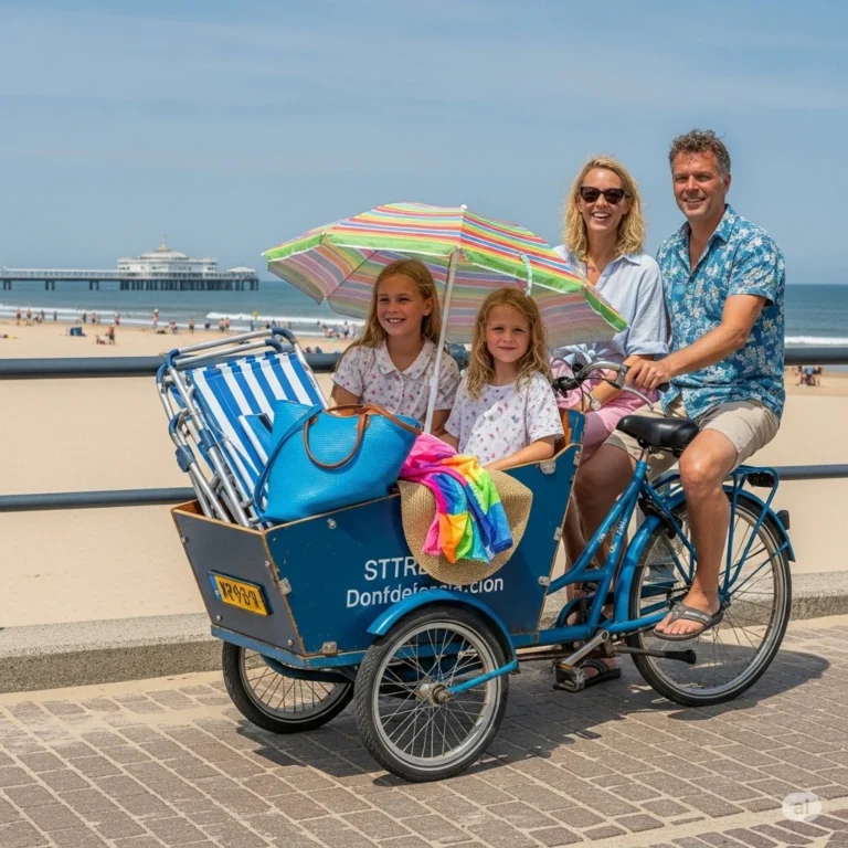 bakfiets op strand
