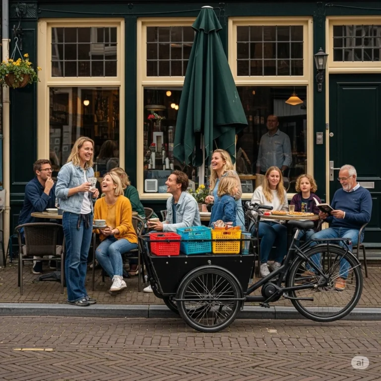 bakfiets bij restaurant